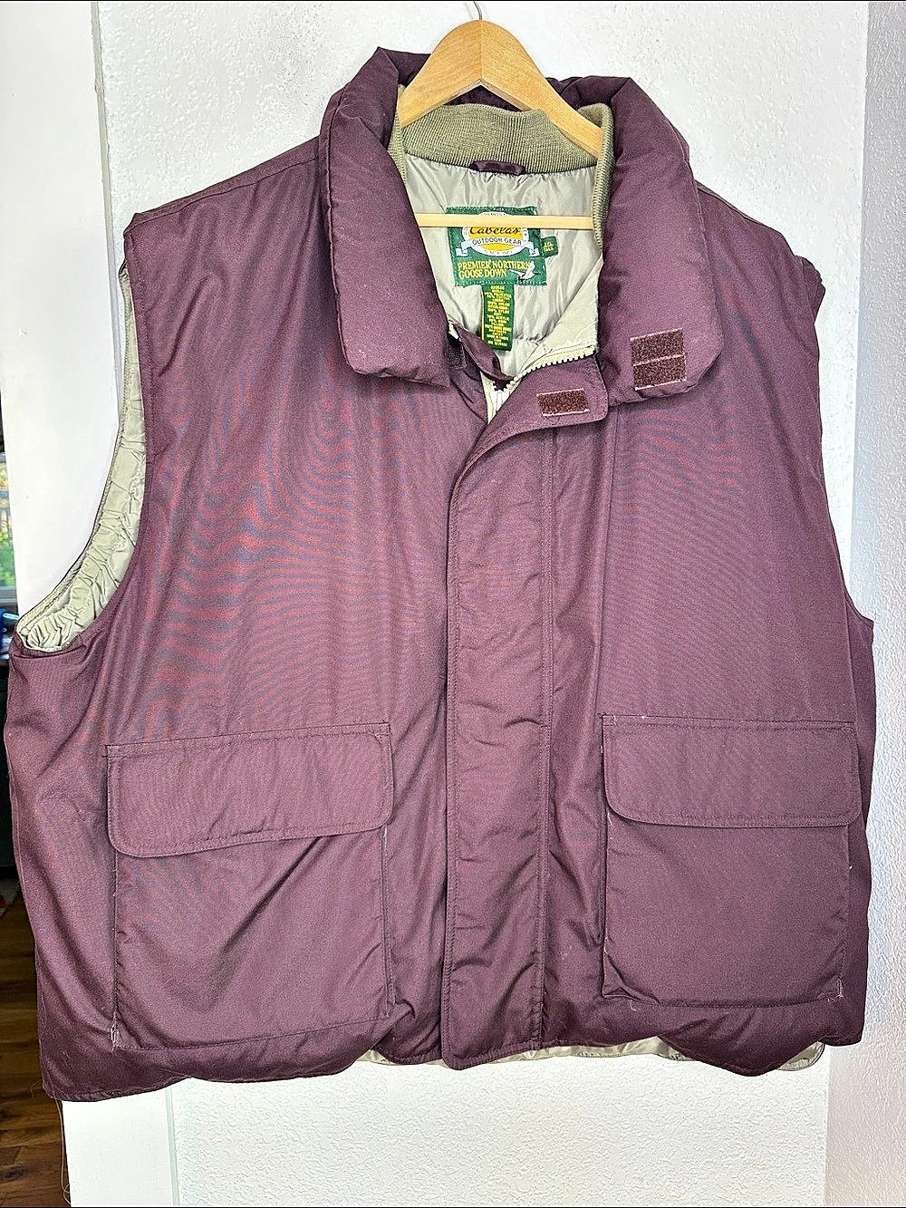 Cabela's Burgundy Goose Down Puffer Vest size 3XL Tall